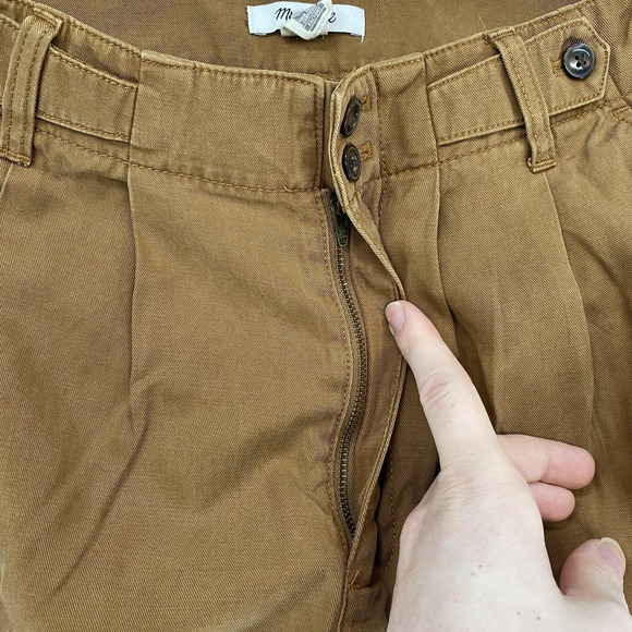 Madewell Trouser Pants Womens 8 Brown Pleated Wide Leg Relaxed Linen Minimalist - Picture 7 of 15